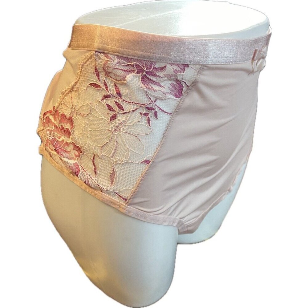 Torrid +6 Pink Floral Lace Mesh Stretch Waistband Keyhole Back Hipster Panties - Picture 3 of 5